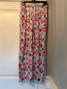Nintendo Kirby Print Women’s Pajama Pants in Light Gray and Pink